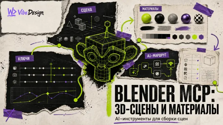 Blender MCP: как собирать 3D-сцены, материалы и анимации через AI - обложка