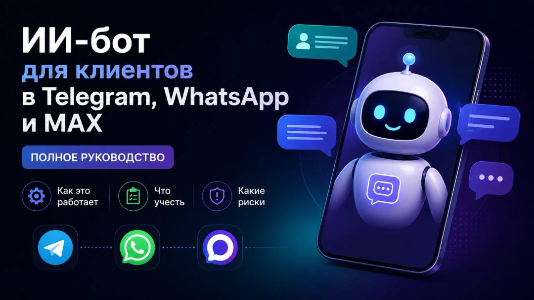 ИИ-бот для клиентов в Telegram, WhatsApp и MAX: полное руководство — как это работает, что учесть и какие риски - обложка