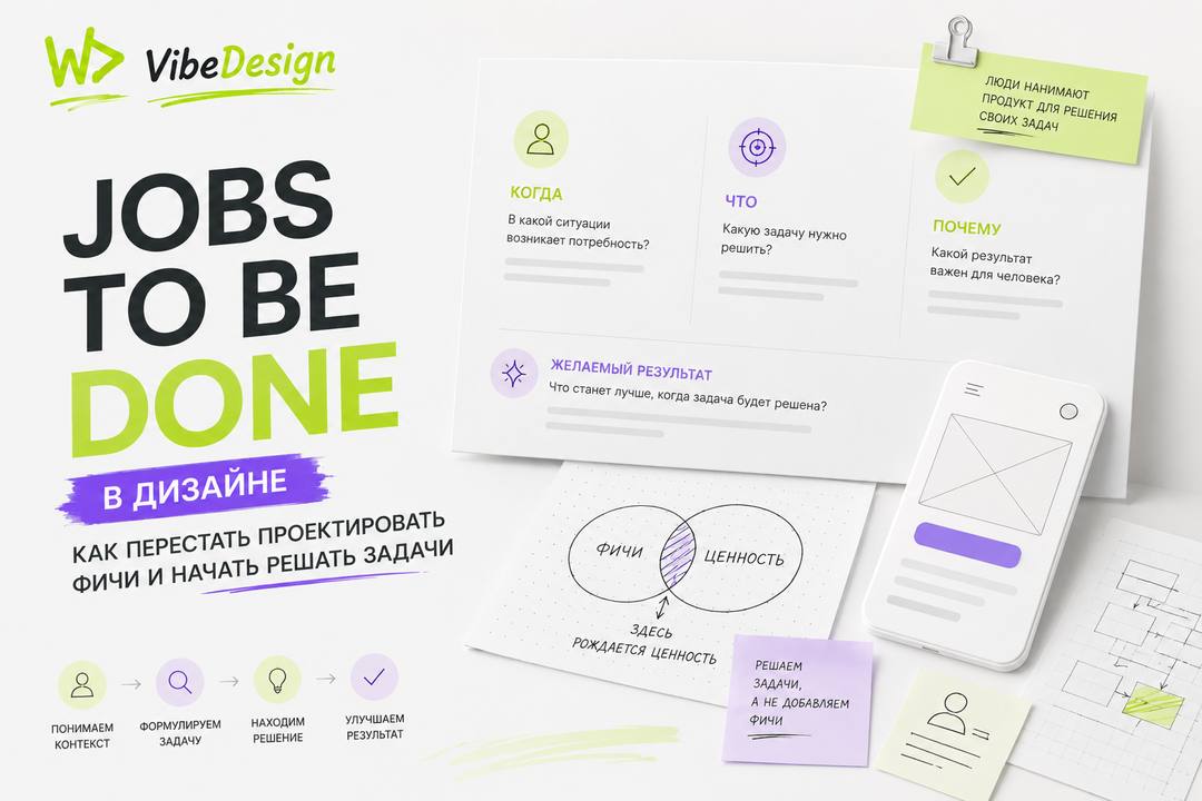 Jobs To Be Done в дизайне: как перестать проектировать фичи и начать решать задачи - обложка
