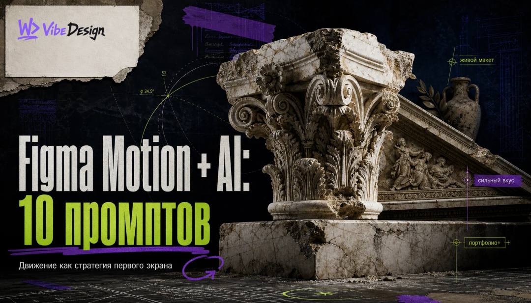 Figma Motion + AI: 10 промптов, которые оживят макет и усилят портфолио - обложка