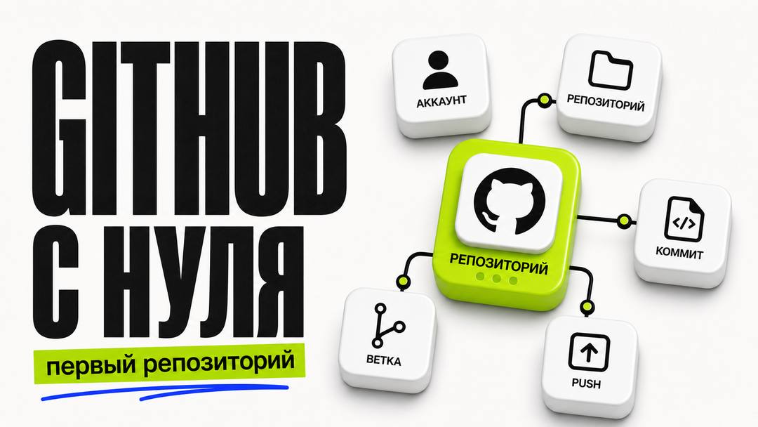 GitHub с нуля: регистрация, первый репозиторий и базовые команды - обложка