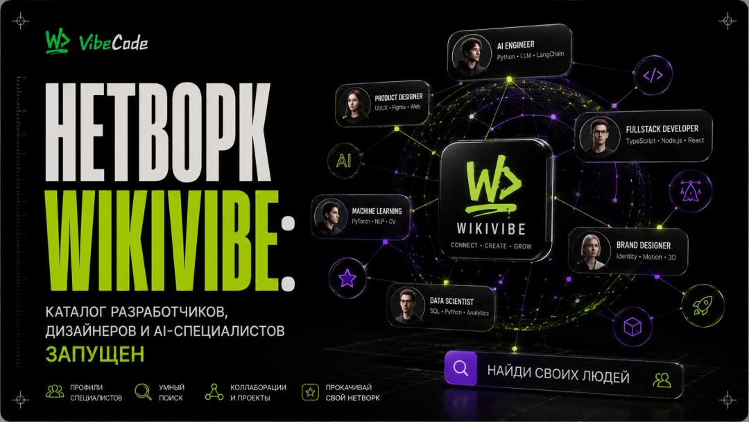 Нетворк Wikivibe: каталог разработчиков, дизайнеров и AI-специалистов запущен - обложка