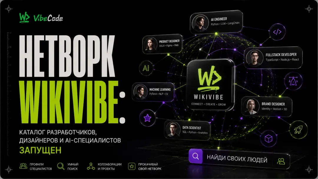 Нетворк Wikivibe: каталог разработчиков, дизайнеров и AI-специалистов запущен - обложка