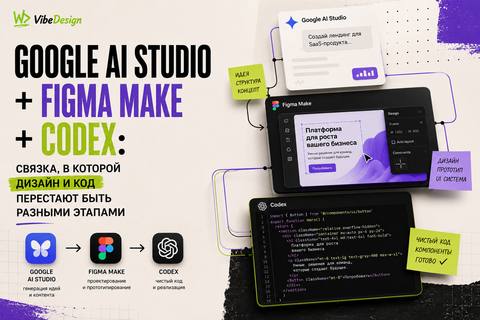 Google AI Studio + Figma Make + Codex: связка, в которой дизайн и код перестают быть разными этапами - обложка
