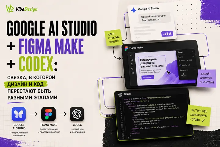 Google AI Studio + Figma Make + Codex: связка, в которой дизайн и код перестают быть разными этапами - обложка