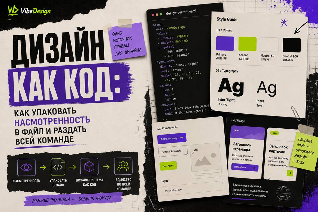 Дизайн как код: как упаковать насмотренность в файл и раздать всей команде - обложка