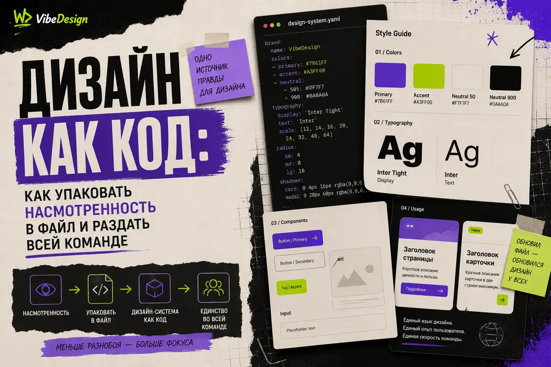 Дизайн как код: как упаковать насмотренность в файл и раздать всей команде - обложка