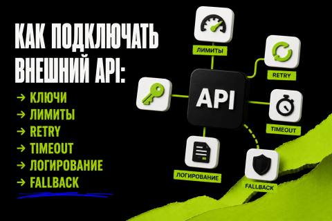Как подключать внешний API: ключи, лимиты, retry, timeout, логирование и fallback - обложка
