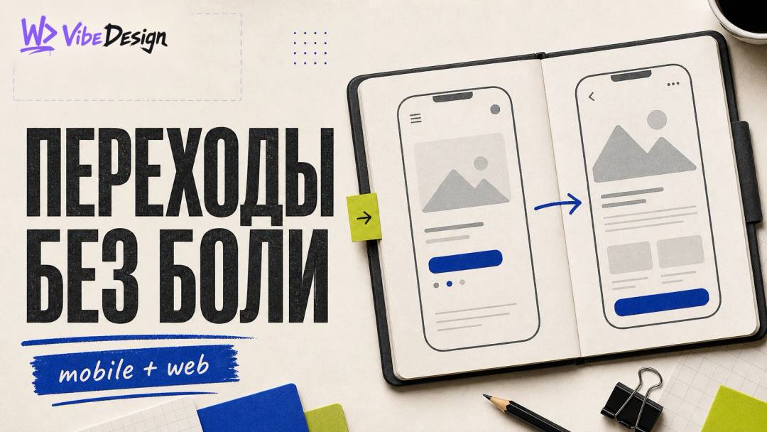 Переходы которые не тошнят: паттерны смены экранов для мобайла и веба - обложка