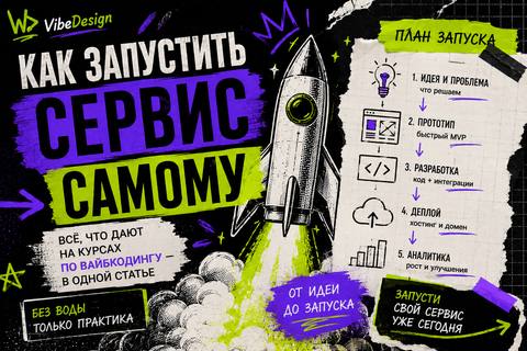 Как запустить сервис самому: всё что дают на курсах по вайбкодингу — в одной статье - обложка